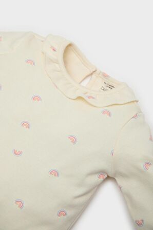 Kız Bebek Pijama Takımı Gökkuşağı Baskılı Uzun Kollu Üst Beli Lastikli Uzun Alt