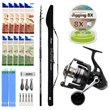 YekOutdoor Profesyonel Yemli Olta Seti Okuma Flite Tele Surf 420cm 100-200gr 5 Parça Olta Kamışı&Savage Gear SGS8 8000 FD 8+1BB Olta Makinesi