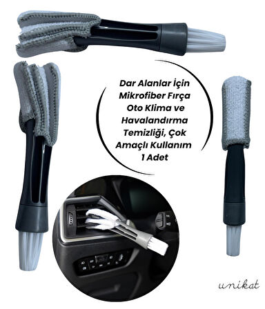 Dar Alanlar İçin Mikrofiber Fırça – Oto Klima ve Havalandırma Temizliği, Çok Amaçlı Kullanım 1 Adet