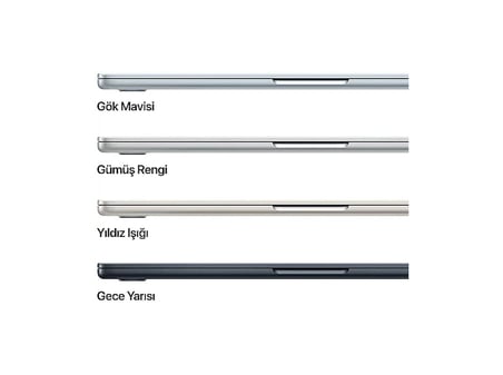 APPLE Z1L6000M4/MacBook Air/Apple M5 İşlemci(10 Çekirdek CPU-8 Çekirdek GPU)/16GB RAM/512GB SSD/13.6"/70Watt Adaptör/Gece Yarısı