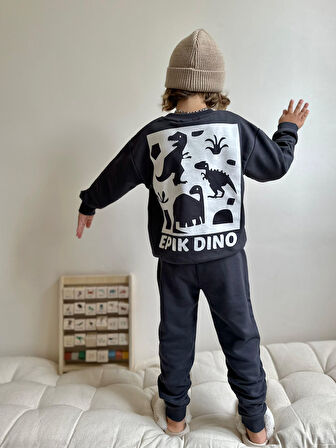 Erkek Çocuk Yazı Baskılı Sweatshirt Takım