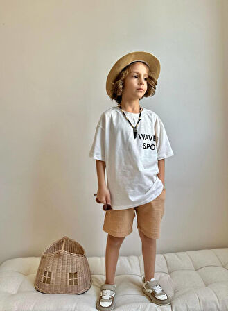 Erkek Çocuk Palmiye Baskılı Müslin Şortlu Takım