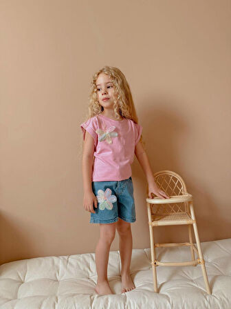 Kız Çocuk Kot Jean Şortlu Badili Takım