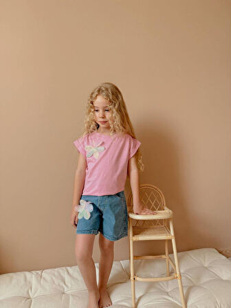 Kız Çocuk Kot Jean Şortlu Badili Takım