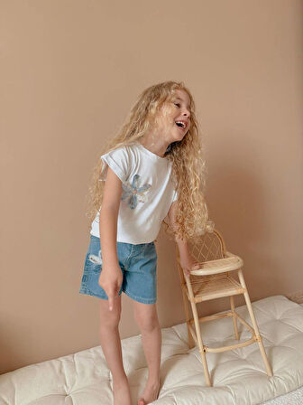 Kız Çocuk Kot Jean Şortlu Badili Takım