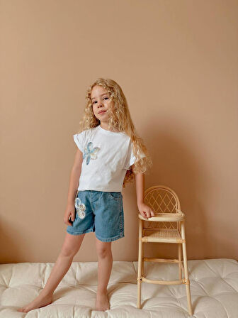 Kız Çocuk Kot Jean Şortlu Badili Takım