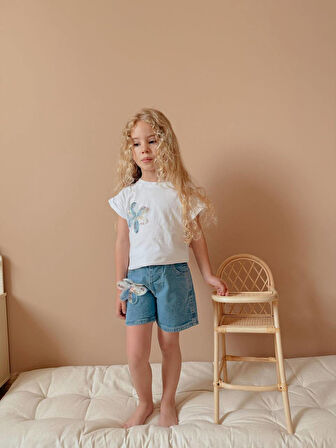 Kız Çocuk Kot Jean Şortlu Badili Takım