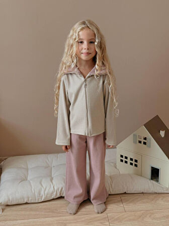 Kız Çocuk Pamuk Fitilli Femurarlı Kışlık Takım