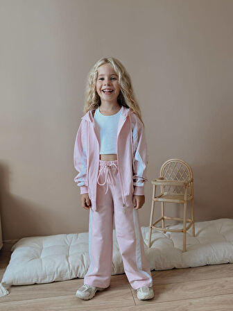 Kız Çocuk Şeritli Yelekli Kışlık Takım