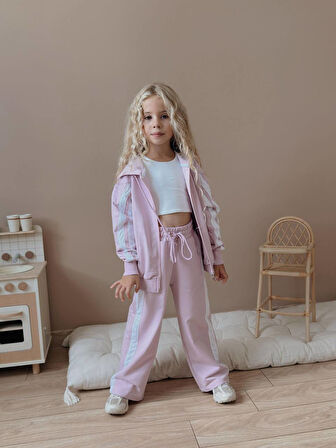 Kız Çocuk Şeritli Yelekli Kışlık Takım