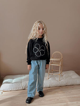 Kız Çocuk Taş Detaylı Kotlu Takım