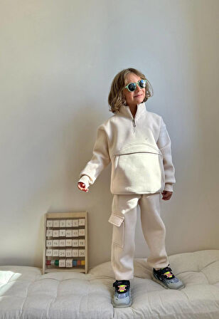 Erkek Çocuk Kanguru Cepli Sweatshirtli Kışlık Takım