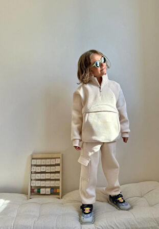 Erkek Çocuk Kanguru Cepli Sweatshirtli Kışlık Takım