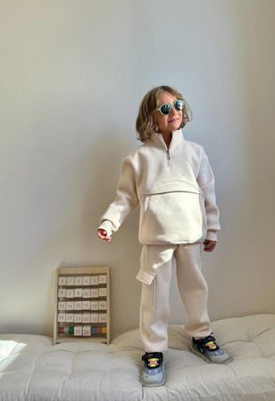 Erkek Çocuk Kanguru Cepli Sweatshirtli Kışlık Takım