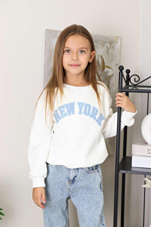 Kız Çocuk Mavi Jean Kotlu Pantolonlu Takım