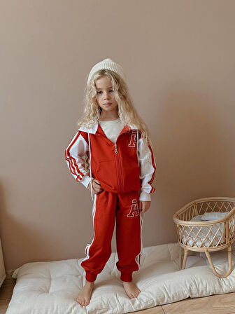 Kız Çocuk Kapüşonlu Kolej Hırkalı Kışlık Takım