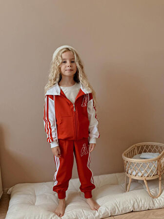 Kız Çocuk Kapüşonlu Kolej Hırkalı Kışlık Takım