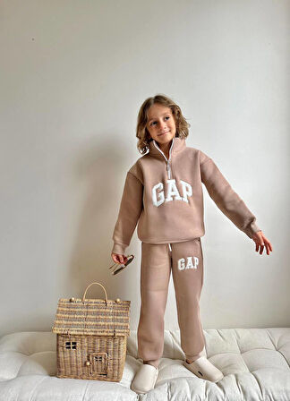 Erkek Çocuk Half Zip Fermuarlı Sweatshirt Kışlık Takım