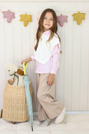 Kız Çocuk Kot Pantolon Triko Gömlekli 3'lü Tarz Takım