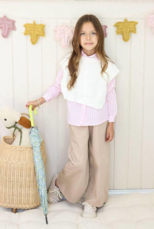 Kız Çocuk Kot Pantolon Triko Gömlekli 3'lü Tarz Takım