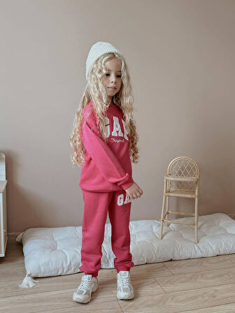 Kız Çocuk İspanyol Paça Çizgili Eşofmanlı Kışlık Takım