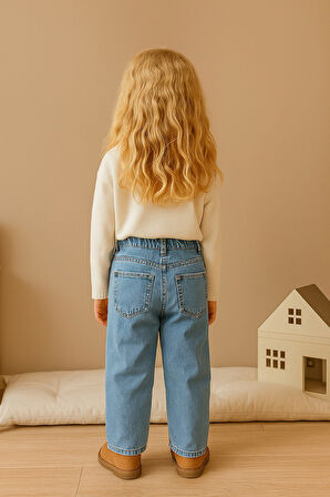 Kız Çocuk Mavi Jeans Kot Pantolon