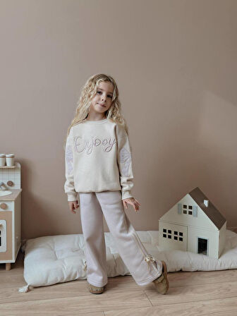 Kız Çocuk Enjoy Fiyonk Detaylı Sweatshirtli Kışlık Takım