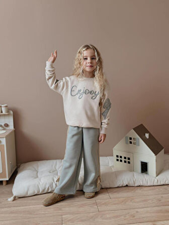 Kız Çocuk Enjoy Fiyonk Detaylı Sweatshirtli Kışlık Takım