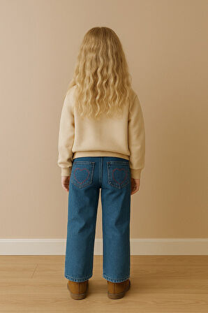 Kız Çocuk Mavi Jeans Kot Pantolon