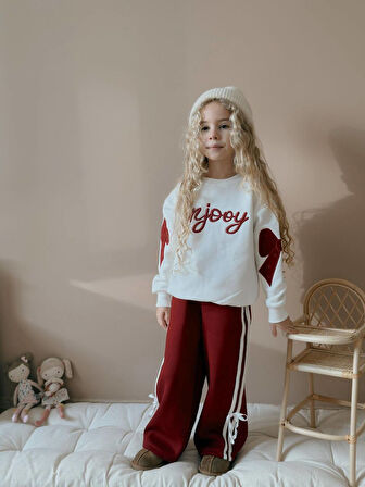 Kız Çocuk Enjoy Fiyonk Detaylı Sweatshirtli Kışlık Takım