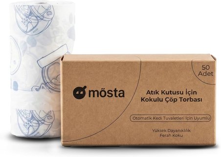 Çöp Torbası - Akıllı Kedi Tuvaletleri ile Uyumlu Kokulu &amp; Büzgülü Çöp Torbası - UBPet C10 Pro ve UBPet C20 Uyumlu - 4 Litre Hazne - 50 Adet