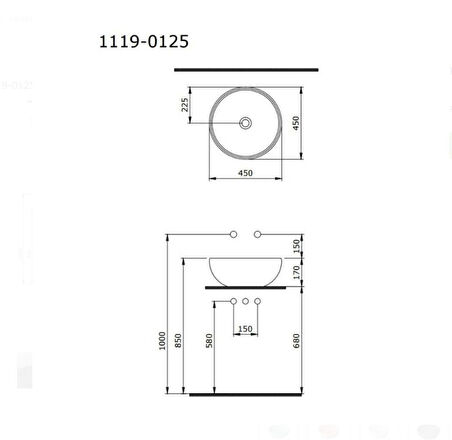 Bocchi Venezia Çanak Lavabo 45 cm Mat Beton 1119-069-0125