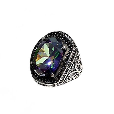 MistikTopaz ve Zirkon Taşlı Gümüş Yüzük 240054317G22Y