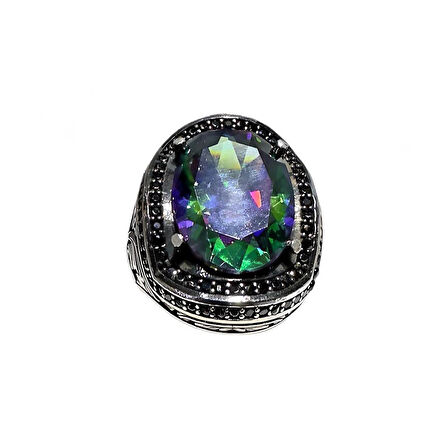 MistikTopaz ve Zirkon Taşlı Gümüş Yüzük 240054317G22Y