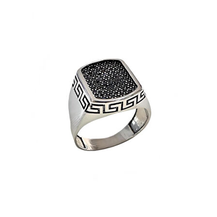 Siyah Zirkon Taşlı Gümüş Yüzük 240055742G12Y