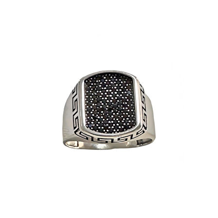 Siyah Zirkon Taşlı Gümüş Yüzük 240055742G12Y