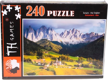 240 Parça Kutulu Puzzle - İsviçre Alp Dağları Manzarası