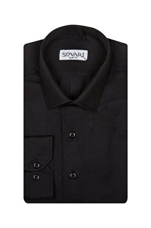 Süvari Classics Slim Fit Dar Kalip Özel Armürlü Cepsiz Gömlek 