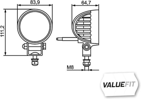 Led-Çalışma Farı R600-12/24V - Yuvarlak - 500Lm - Vidalanmış/Montaj - Hareketli Montaj Barı - Yakın Alan Aydınlatması - Kablo Uzunluğu: 2000Mm - Soket Modeli: Açık Kablo Uçları Led Work Lamp