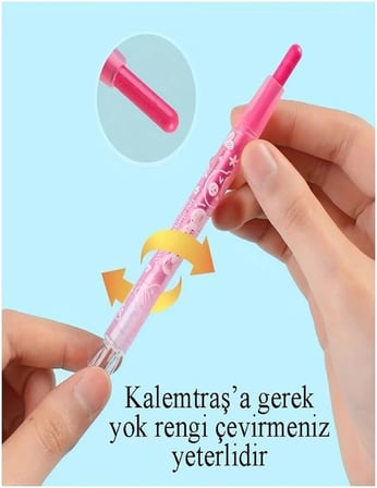 Çevirmeli 12 li Mum Boya Uzun 1 Paket Mikro 12 Renk Çevirmeli Mum Boya Pastel Silinebilir Mum Boya Tam Boy