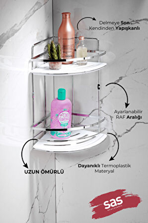 Yapışkanlı Ömür Boyu Paslanmaz Kristal Ayarlanabilir Raf Banyo Düzenleyici Şampuanlık LK-02 KB