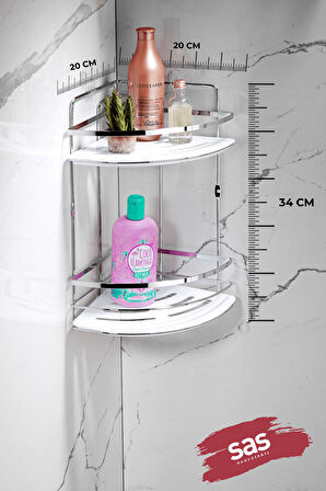 Yapışkanlı Ömür Boyu Paslanmaz Kristal Ayarlanabilir Raf Banyo Düzenleyici Şampuanlık LK-02 KB