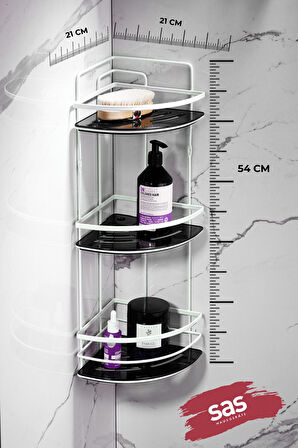 Yapışkanlı Ömür Boyu Paslanmaz Kristal Ayarlanabilir Raf Banyo Düzenleyici Şampuanlık LK-03 BS