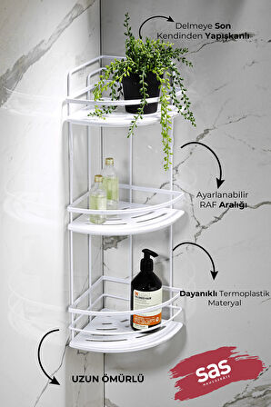 Yapışkanlı Ömür Boyu Paslanmaz Kristal Ayarlanabilir Raf Banyo Düzenleyici Şampuanlık LK-03 BB