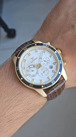 RAYMOND ERKEK KOL SAATİ RYM-1150-GOLD-KAHVE-BEYAZ