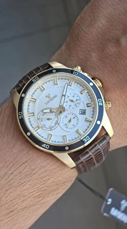 RAYMOND ERKEK KOL SAATİ RYM-1150-GOLD-KAHVE-BEYAZ