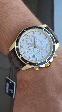 RAYMOND ERKEK KOL SAATİ RYM-1150-GOLD-KAHVE-BEYAZ