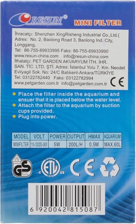 Resun Akvaryum İçin Mini Filtre