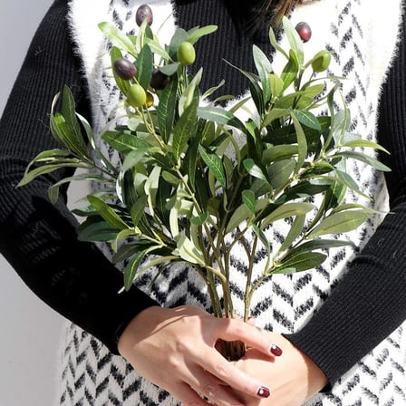 Yapay Zeytin Dalı 45cm 4 Meyveli Yapay Çiçek