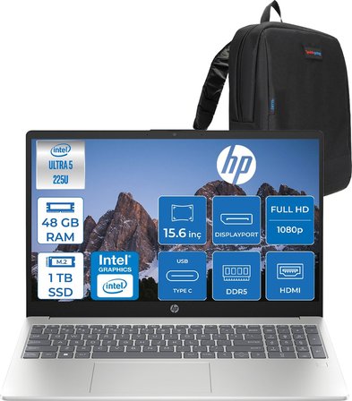 Hp Laptop Aı 15-FD2026NT Intel Ultra5 225U 48GB Ddr5 1tb SSD 15.6" Inch Intel® Grafik Gpu Fhd (1920X1080) Freedos Taşınabilir Bilgisayar D51E0EAF18+ZETTAÇANTA